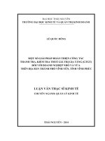 Một số giải pháp hoàn thiện công tác thanh tra, kiểm tra thuế giá trị gia tăng (GTGT) đối với doanh nghiệp nhỏ và vừa trên địa bàn thành phố vĩnh yên, tỉnh vĩnh phúc