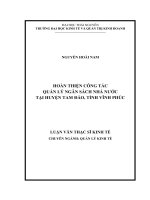 Hoàn thiện công tác quản lý ngân sách nhà nước tại huyện tam đảo, tỉnh vĩnh phúc