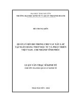 Quản lý rủi ro trong cho vay xây lắp tại ngân hàng TMCP đầu tư và phát triển việt nam  chi nhánh vĩnh phúc
