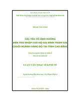Các yếu tố ảnh hưởng đến thu nhập của hộ gia đình tham gia chuỗi ngành hàng Bò tại tỉnh Cao Bằng
