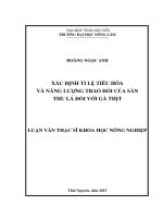 Xác định tỉ lệ tiêu hóa và năng lượng trao đổi của sắn thu lá đối với gà thịt