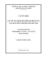các yếu tố ảnh hưởng đến lợi nhuận của các ngân hàng thương mại việt nam