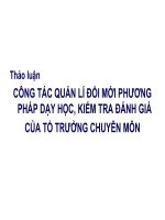 Thảo luận  CÔNG TÁC QUẢN LÍ ĐỔI MỚI PHƯƠNG PHÁP DẠY HỌC, KIỂM TRA ĐÁNH GIÁ  CỦA TỔ TRƯỞNG CHUYÊN MÔN