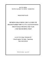 mở rộng hoạt động cho vay đối với doanh nghiệp nhỏ và vừa tại ngân hàng tmcp ngoại thương việt nam – chi nhánh đồng tháp