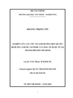 nghiên cứu các yếu tố ảnh hưởng đến quyết định mua thuốc generic của bác sĩ, dược sĩ tại thành phố hồ chí minh