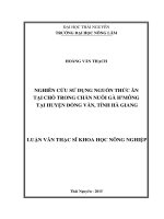 Nghiên cứu sử dụng nguồn thức ăn tại chỗ trong chăn nuôi gà h’mông tại huyện đồng văn, tỉnh hà giang 