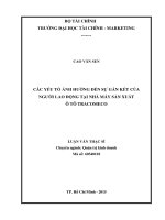 các yếu tố ảnh hưởng đến sự gắn kết của người lao động tại nhà máy sản xuất ô tô tracomeco