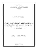 các yếu tố ảnh hưởng đến khả năng sinh lời của các ngân hàng thương mại cổ phần việt nam