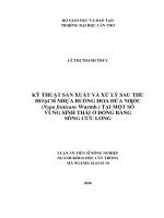 Kỹ thuật sản xuất và xử lý sau thu hoạch nhựa buồng hoa dừa nước (Nypa fruticans Wurmb.) tại một số vùng sinh thái ở đồng bằng  sông Cửu Long