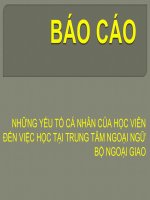 Những yếu tố cá nhân của học viên đến việc học tại trung tâm ngoại ngữ bộ ngoại giao