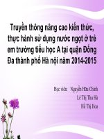 Truyền thông nâng cao kiến thức, thực hành sử dụng nước ngọt ở trẻ em trường tiểu học a tại quận đống đa thành phố hà nội năm 2014 2015