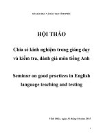 Chia sẻ kinh nghiệm trong giảng dạy và kiểm tra, đánh giá môn tiếng anh