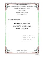 TÍNH TOÁN THIẾT kế máy PHÂN LY lúa gạo năng suất 8t h