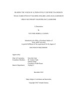 Hearing the voices of alternatively certified teachers in Texas: Narratives of teaching English language learners in urban secondary mainstream classrooms