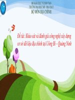 Đề tài khảo sát và đánh giá công nghệ xây dựng cơ sở dữ liệu địa chính tại uông bí – quảng ninh