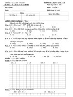 đề kiểm tra định kỳ cuối kỳ I toán lớp 3