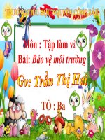bài giảng tập làm văn lớp 3 tuần 32 nói viết về bảo vệ môi trường