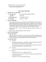 ĐỀ CƯƠNG MÔN HỌC  LẬP TRÌNH HƯỚNG ĐỐI TƯỢNG