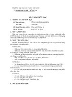 ĐỀ CƯƠNG MÔN HỌC CÔNG NGHỆ PHẦN MỀM