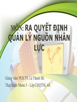 Thuyết trình môn ra quyết định làm thế nào để đưa ra các giải pháp quản lý nguồn nhân lực 