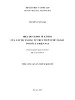 Hiệu quả kinh tế xã hội của các dự án đầu tư trực tiếp nước ngoài ở nước ta hiện nay