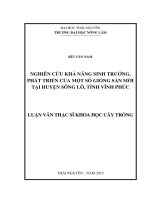 Nghiên cứu khả năng sinh trưởng, phát triển của một số giống sắn mới tại huyện Sông Lô, tỉnh Vĩnh Phúc
