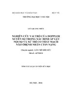 Nghiên cứu vai trò Doppler xuyên sọ trong xác định áp lực nội sọ và xử trí co thắt mạch não ở bệnh nhân chấn thương sọ não nặng