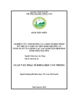 Nghiên cứu ảnh hưởng của một số biện pháp kỹ thuật canh tác đến sinh trưởng và năng suất của giống lạc L14 tại huyện Định Hoá – tỉnh Thái Nguyên
