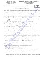 Đề thi thử môn hóa năm 2016 THPT nghèn (hà tĩnh) có đáp án 