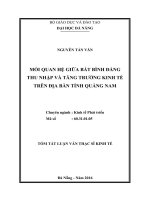 Mối quan hệ giữa bất bình đẳng thu nhập và tăng trưởng kinh tế trên địa bàn tỉnh quảng nam