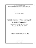 Truyền thông với nhóm phụ nữ bị bạo lực gia đình ( nghiên cứu trường hợp thị trấn vân đình, huyện ứng hòa, thành phố hà nội) 