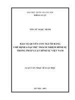 Bảo vệ quyền con người bằng chế định loại trừ trách nhiệm hình sự trong pháp luật hình sự việt nam 