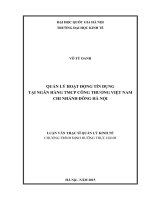 Quản lý hoạt động tín dụng tại ngân hàng TMCP công thương việt nam chi nhánh đông hà nội