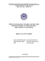 CÔNG TÁC BẢO QUẢN TÀI LIỆU TẠI THƯ VIỆN TRƯỜNG ĐẠI HỌC SƯ PHẠM HÀ NỘI 2: THỰC TRẠNG VÀ GIẢI PHÁP