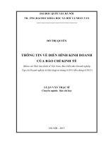 Thông tin về điển hình kinh doanh của báo chí kinh tế ( khảo sát thời báo kinh tế việt nam, báo diễn đàn doanh nghiệp, tạp chí doanh nghiệp  hội nhập từ tháng 6 2013 đến 6 