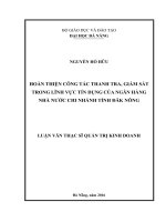 Luận văn thạc sĩ hoàn thiện công tác thanh tra, giảm sát trong lĩnh vực tín dụng tại ngân hàng nhà nước , chi nhánh tỉnh đắk nông