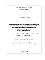 Nâng cao hiệu quả hoạt động xét xử vụ án tham nhũng của tòa án nhân dân ở việt nam hiện nay 