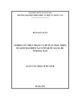 Nghiên cứu thực trạng và đề xuất phát triển du lịch mạo hiểm tại vườn quốc gia ba bể, tỉnh bắc kạn 