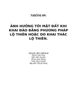 09 ẢNH HƯỞNG TỚI MẶT ĐẤT KHI KHAI ĐÀO BẰNG PHƯƠNG PHÁP LỘ THIÊN HOẶC DO KHAI THÁC LỘ THIÊN.