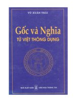 gốc và nghĩa từ việt thông dụng vũ xuân thái
