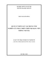 Quản lý nhân lực tại trung tâm nghiên cứu phát triển thiết bị mạng viễn thông viettel