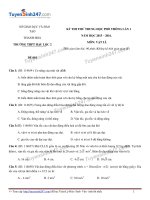 Đề thi thử quốc gia môn vật lý trường THPT Hậu Lộc  lần 1 2016