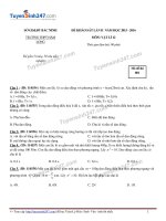 Đề thi thử quốc gia môn vật lý trường THPT Hàm Long lần 2 2016