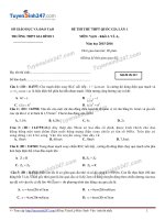 Đề thi thử quốc gia môn vật lý trường THPT Gia Bình lần 1 2016