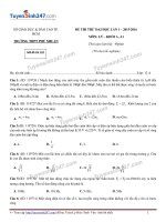Đề thi thử quốc gia môn vật lý trường THPT Phú Nhuận lần 1 2016