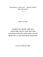 Nghiên cứu chi phí – hiệu quả trong điều trị suy thận mạn tính giai đoạn cuối bằng thận nhân tạo tại bệnh viện và lọc màng bụng ngoại trú