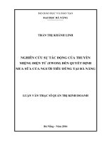 Luận văn thạc sĩ nghiên cứu sự tác động của truyền miệng điện tử (EWOM) đến quyết định mua sữa của người tiêu dùng tại đà nẵng 