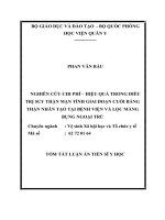 Nghiên cứu chi phí – hiệu quả trong điều trị suy thận mạn tính giai đoạn cuối bằng thận nhân tạo tại bệnh viện và lọc màng bụng ngoại trú (TT)