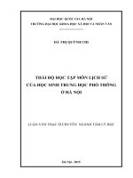 Thái độ học tập môn lịch sử của học sinh trung học phổ thông ở hà nội 