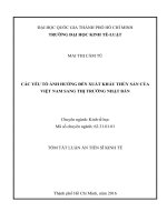 Các yếu tố ảnh hưởng đến xuất khẩu thủy sản của việt nam sang thị trường nhật bản 